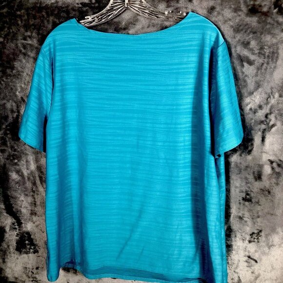 Kim Rogers Women’s Size 1 X Large Turquoise Short Sleeve Top Shirt Blouse - Picture 7 of 7
